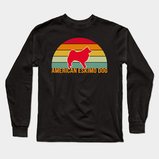 American Eskimo Dog Vintage Silhouette Long Sleeve T-Shirt by seifou252017